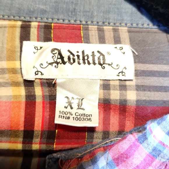 Adiktd 100% Cotton Western Plaid Shirt Size XL - Picture 5 of 11